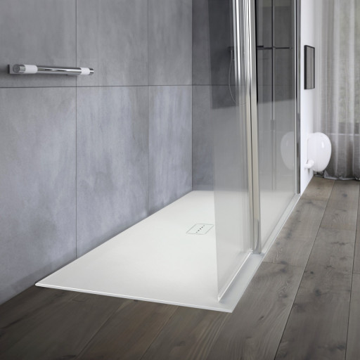 Receveur de douche BLANC extra-plat AQUALITE ULTRASLIM  200x100 - Bonde Centrale Rectangulaire