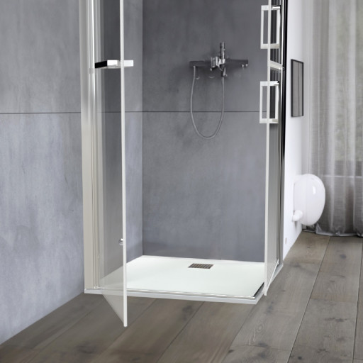 Receveur de douche BLANC extra-plat AQUALITE ULTRASLIM  90x90 - Bonde Centrale Carre